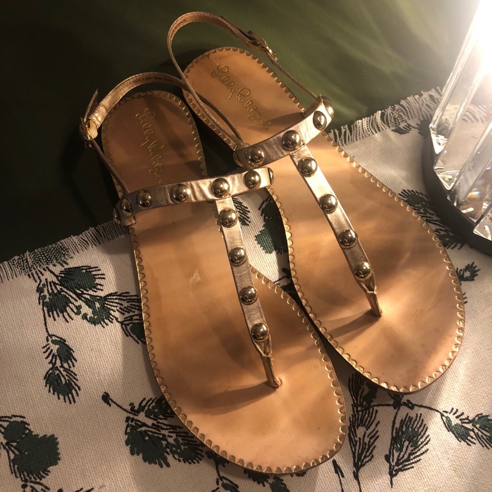 Lilly Pulitzer Studded Rose Gold Gladiator Sandal